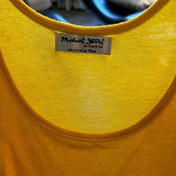 Michael Stars Mustard Cotton Modal Tank Top with Ruched Side Detail - Picture 3 of 3